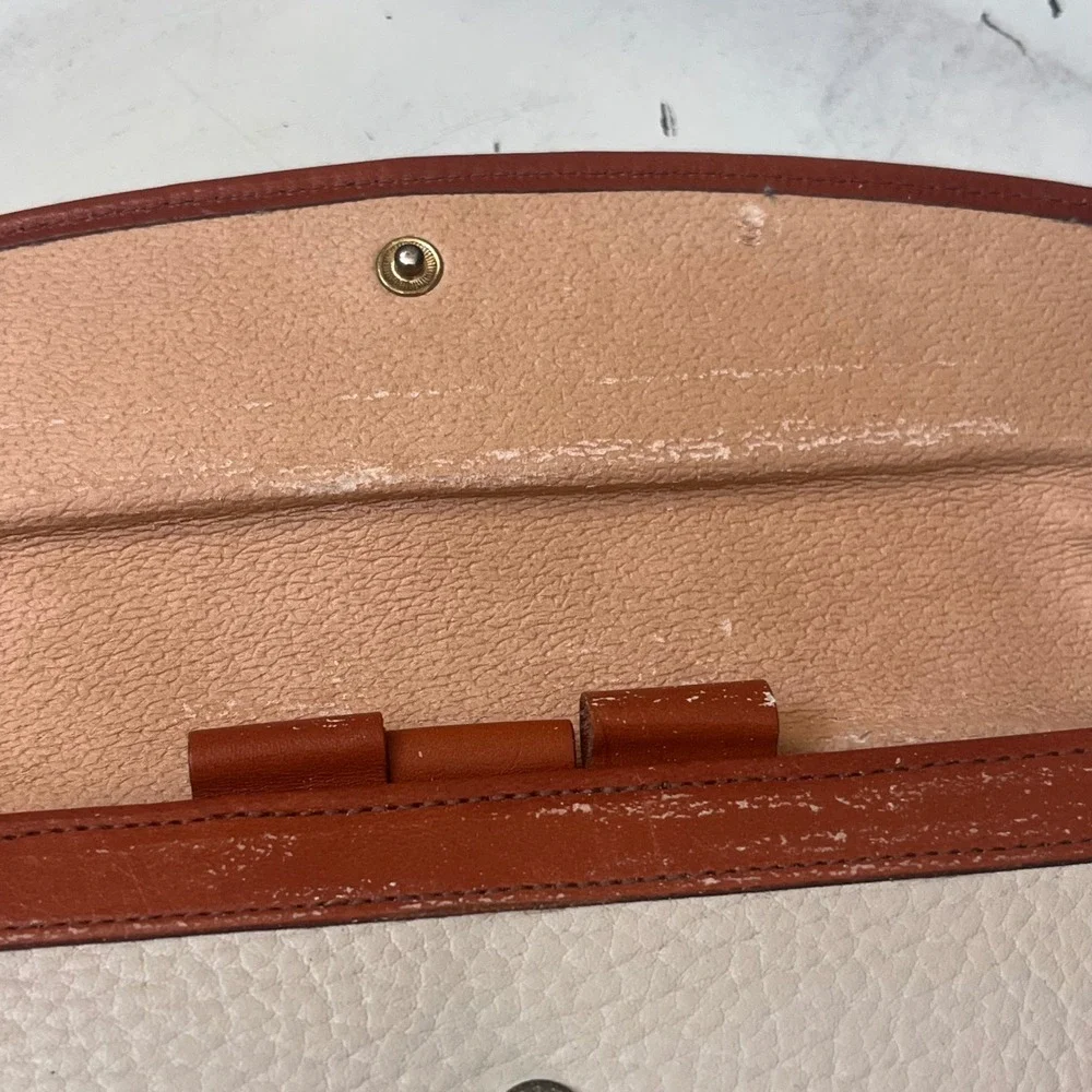 Vintage Dooney & Bourke AWL Checkbook Wallet Bone British Tan Leather USA